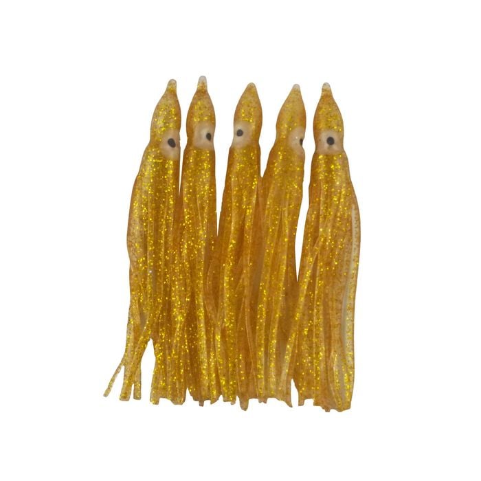 Swimerz Octopus Skirts 100mm Gold Glitter, 5 Pack
