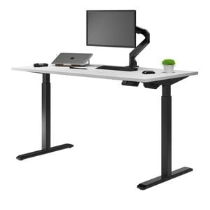 Desky Single Sit Stand Gaming White Desk 120 X 75cm Black Frame