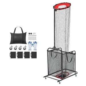 VEVOR Volleyball Setter Training Equipment Red Black Angle and Height Adjustable with Cart