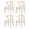 Oikiture 4x Dining Chair Metal Hans Wegner Chair Wishbone Cafe Lounge Beige