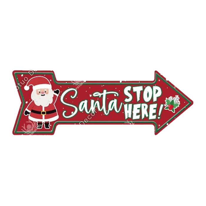 Lifebay Putuo Decor Happy Christmas Vintage Metal Tin Arrow Sign - 7.8 x 11.8 In