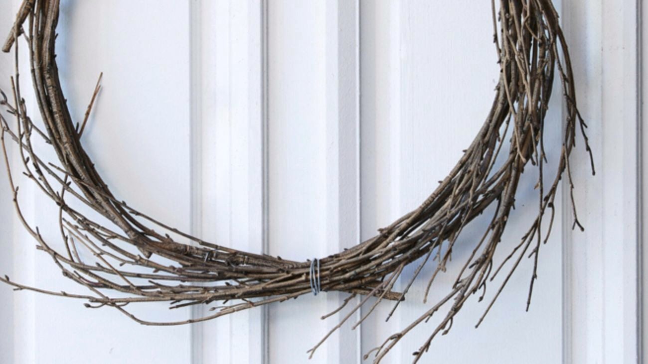 Christmas wreath made from branches.