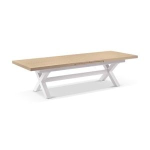 Austin Outdoor 3m-3.8m Extension Dining Table With Light Oak Aluminium Top White