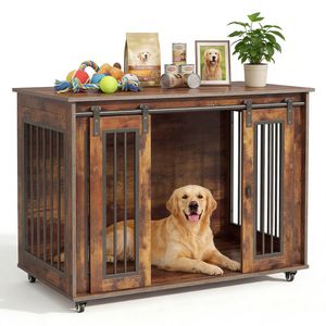 Advwin Dog Crate Furniture Heavy Duty Dog Cage Kennel With Sliding Door
