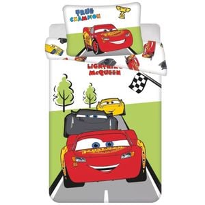 Disney Cars Lightning McQueen Champion Cotton Kids Quilt Cover Set - Toddler Bed Size
