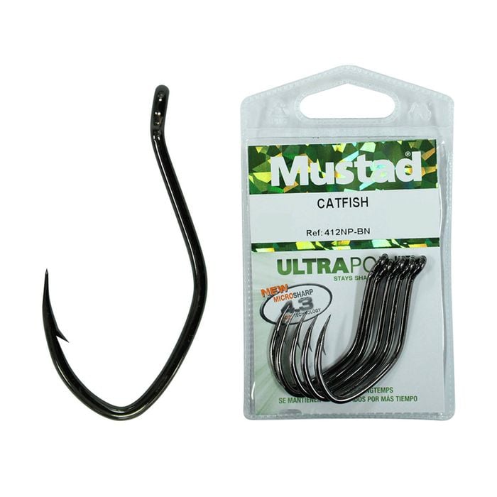 Mustad 412NPBLN-Size 8/0-Qty 3-Ultra Point Deep V Chemically Sharpened Hooks