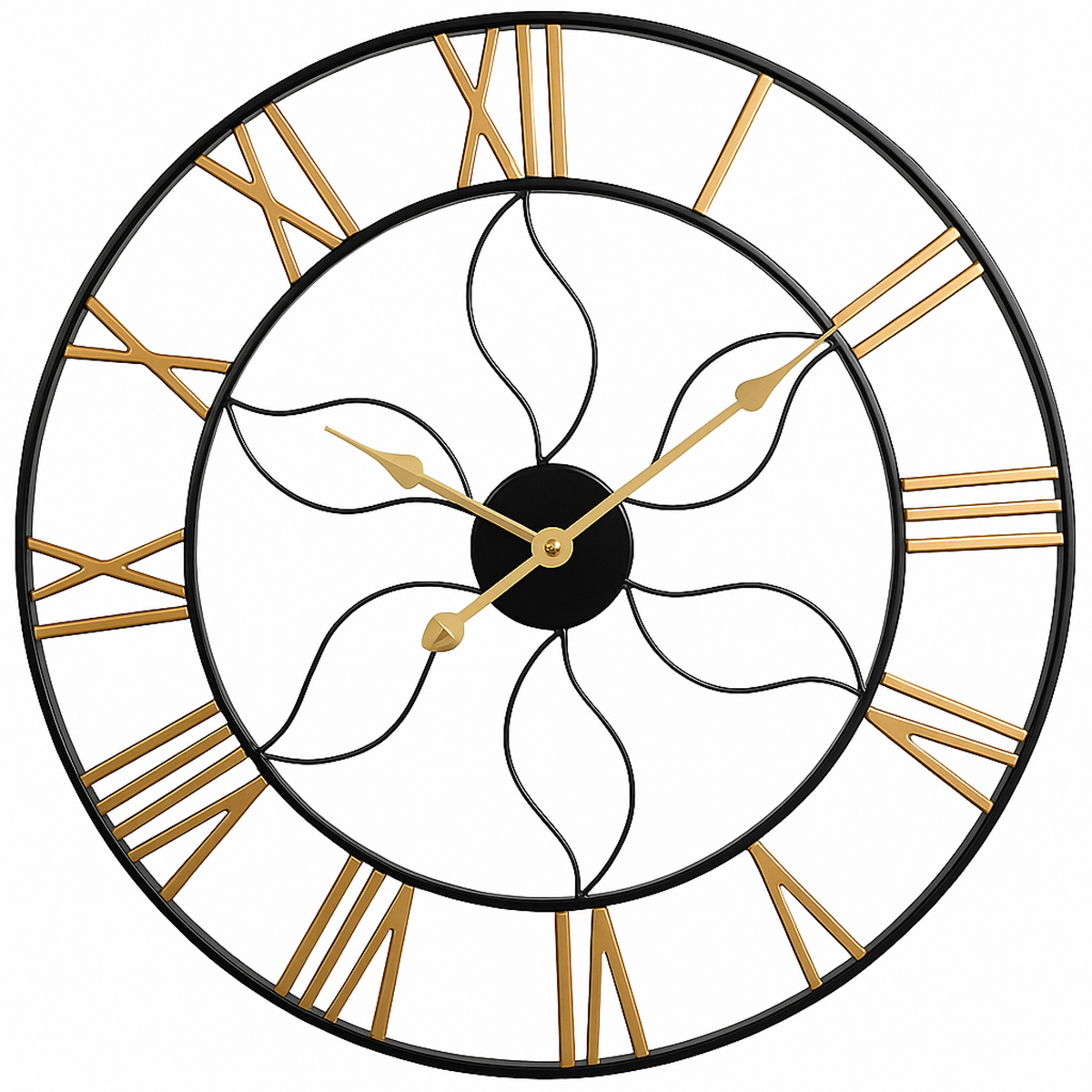 Salesbay 60cm Silent Roman Numerals Wall Clock Retro Metal Vintage De ...