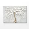 White & Gold 3D Tree, Flower  Print 100% Australian Made 150x100cm (Stretched Canvas)