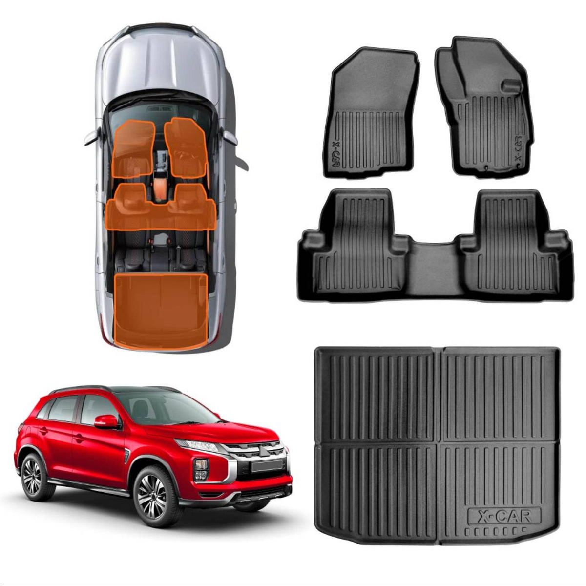 3D All-Weather Floor Mat Boot Liner Carpet for Mitsubishi ASX 2010-2025 ...