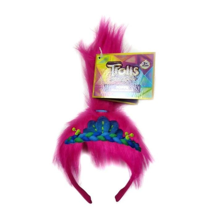 Trolls 3 Poppy Headband for Kids – Official Licensed Plush Pink Hair with Floral Design, Pink Colour, One-Size