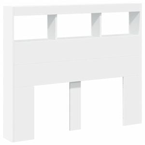 vidaXL Headboard Cabinet with LED Bed Cabinet Header Backboard Bedroom White Double