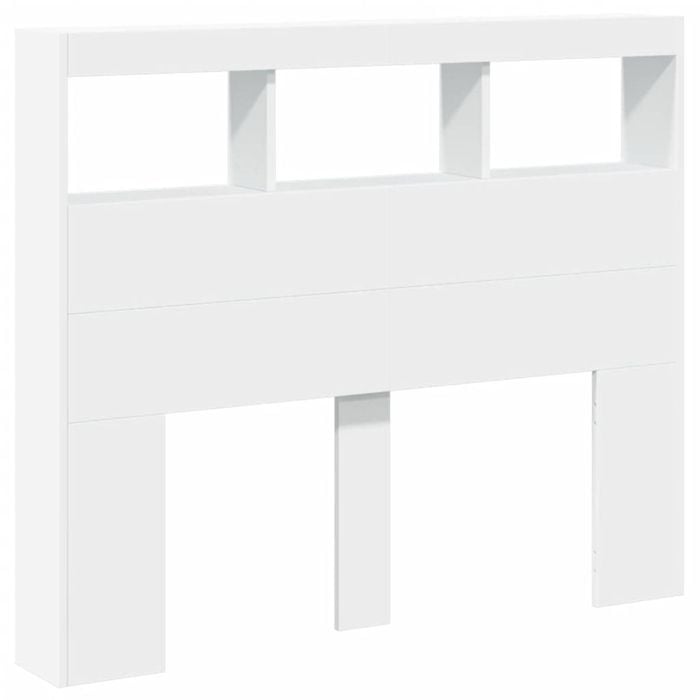 vidaXL Headboard Cabinet with LED Bed Cabinet Header Backboard Bedroom White Double