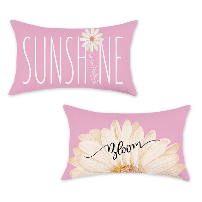 Catzon 2 Pcs Summer Lumbar Pillow Covers Linen Pillowcase for Home Decor-Set 3