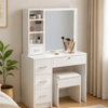 Dressing Table Set Makeup Dresser with Slide Mirror and Stool Vanity Desk Hiden Storage Lockable Drawer White