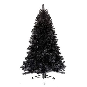P&P Black Artificial Christmas Tree 1.8m PVC Fire-Resistant Modern Holiday Decoration