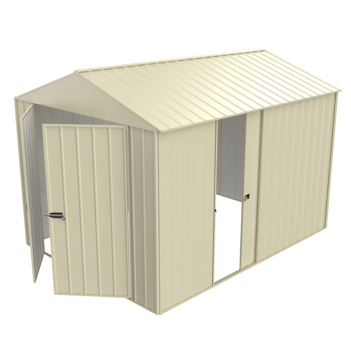 Build-a-Shed 2.3 x 3.0 x 2.3m Gable Single Sliding Side Door Shed - Cream