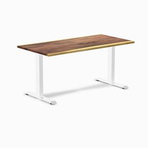 Desky Fixed Height Saman Hardwood Desk 150x75cm White Leg