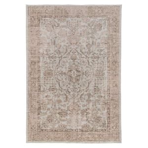 Loopsie-180cm X 120cm-hani Grey And Beige Medallion Washable Rug