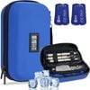 Catzon Insulin Cooler Travel Case with Temperature Display and 2 Reusable Ice Packs-Blue