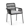 Samanta stackable chair made from black cord and galvanised steel legs