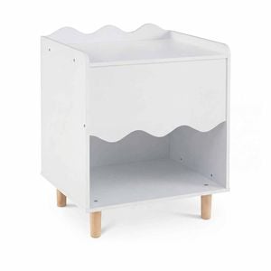 Costway Bedside Table Wide Top End Nightstand Toy Organizer White