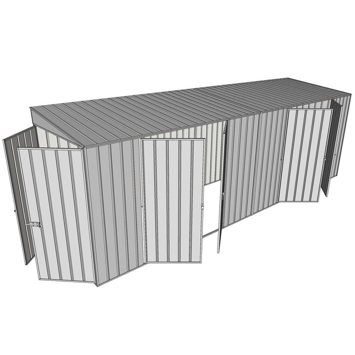 Build-a-Shed 1.5 x 6 x 2m Skillion Dual Double Hinged Side Door Shed - Zinc