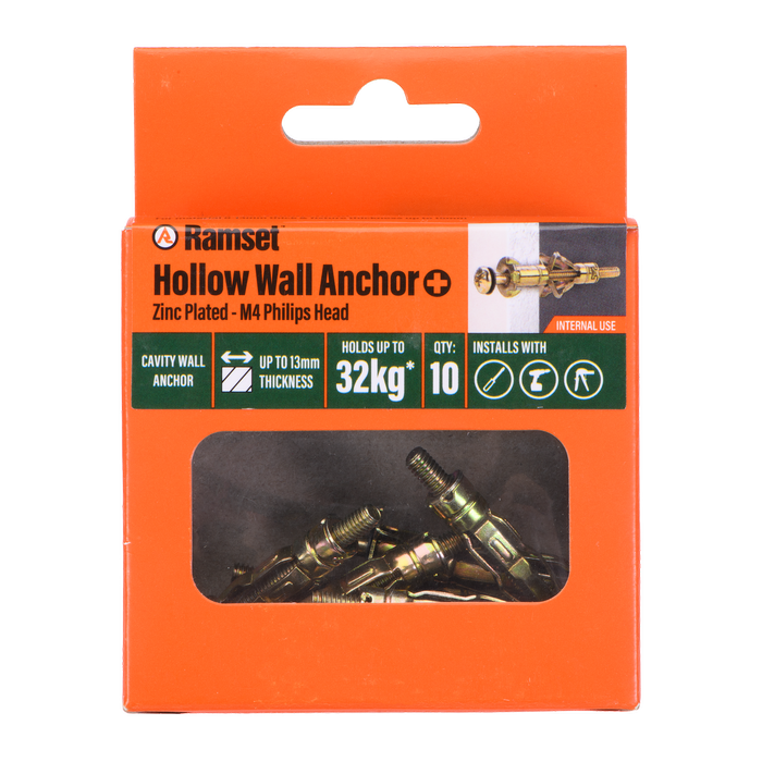 Ramset Hollow Wall Anchor Plus ZP 7-14mm 10 Pack