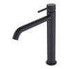 Mondella 25mm Black Matte Resonance Pin Lever Curved Spout Vessel Basin Mixer