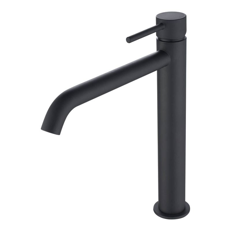 Mondella WELS 4 Star 7.5L/min 25mm Black Matte Resonance Pin Lever Curved Spout Vessel Basin Mixer