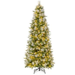Costway 1.9M Flocked Christmas Tree Pine Needles Artificial Xmas Tree 580 Tips