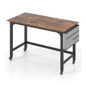 Costway 1.2m Mobile Computer Desk Home Office Writing Study Table Brown