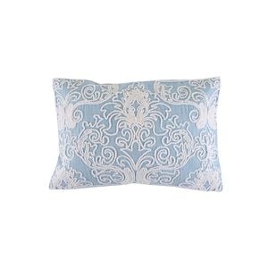 Maine & Crawford Haimi 50x35cm Embroidered Cotton Cushion - Blue/White