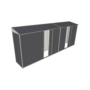 Build-a-Shed 0.8 x 5.2 x 2m Skillion Shed with Dual Single Sliding Side Doors - Grey