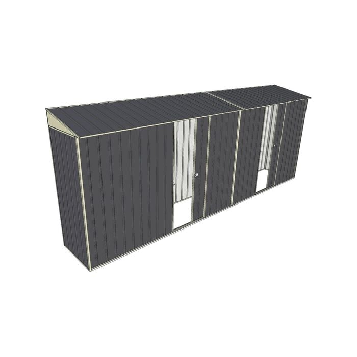 Build-a-Shed 0.8 x 5.2 x 2m Skillion Shed with Dual Single Sliding Side Doors - Grey