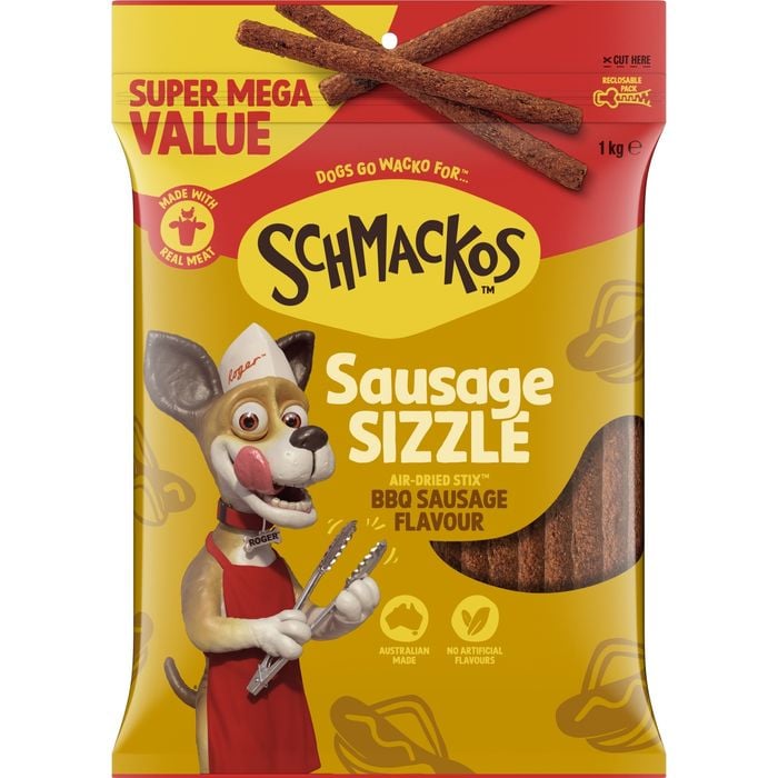Schmackos Sausage Sizzle 1kg BBQ Sausage Flavour Dog Treats