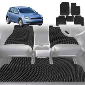 6D Diamond Car Floor Mats for VolksWagen Golf 2009-2013-Full Set-Black-Outback GT