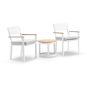 Capri Patio Balcony Set Side Table White & Olefin Grey Cushions