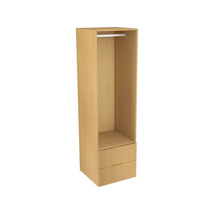 Lugna 2048 x 600 x 580mm Sand Single Hangrail 2 Drawer Storage Cabinet