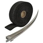 Exhaust Wrap 1" X 15', Fibreglass Black W/Stainless Ties - CAL-H1010BK