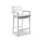 Outdoor Capri Aluminium And Teak Timber Bar Stool - White