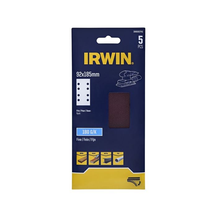 IRWIN 92 x 185mm 180G 8 Holes 1/3 Quick Punched Sheets - 5 Pack