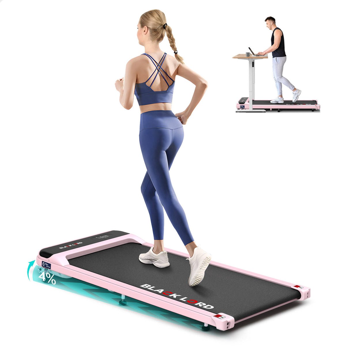 BLACK LORD Treadmill Electric Walking Pad Incline Pink Bunnings Australia
