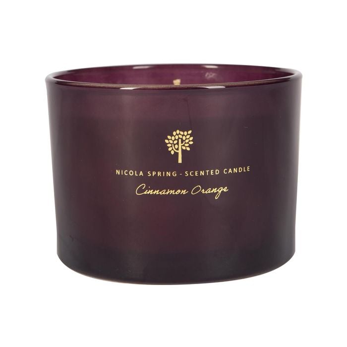 Nicola Spring Soy Wax Scented Candle 350g - Cinnamon & Orange - Double Wick Jarred Warm Spiced Festive Scent Long Burn Fragrance