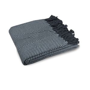 Herringbone Acrylic Throw with Fringe 130 x 180 +10 cm Charcoal