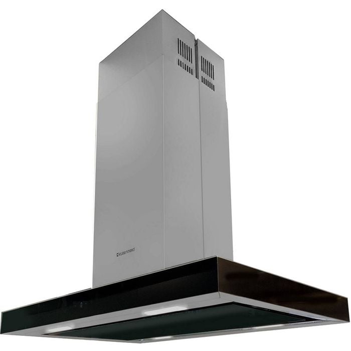 Kleenmaid 90cm Stainless Steel And Black Glass Island Rangehood
