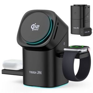 Tough On MagPro Qi2.2 25W 3-in-1 Wireless Charger for Apple & Samsung Devices - Black