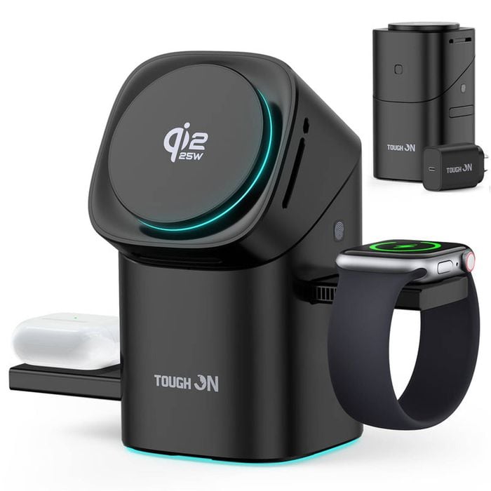 Tough On MagPro Qi2.2 25W 3-in-1 Wireless Charger for Apple & Samsung Devices - Black