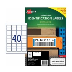 Avery Triplebond Laser Label 10pk (40/sheet)