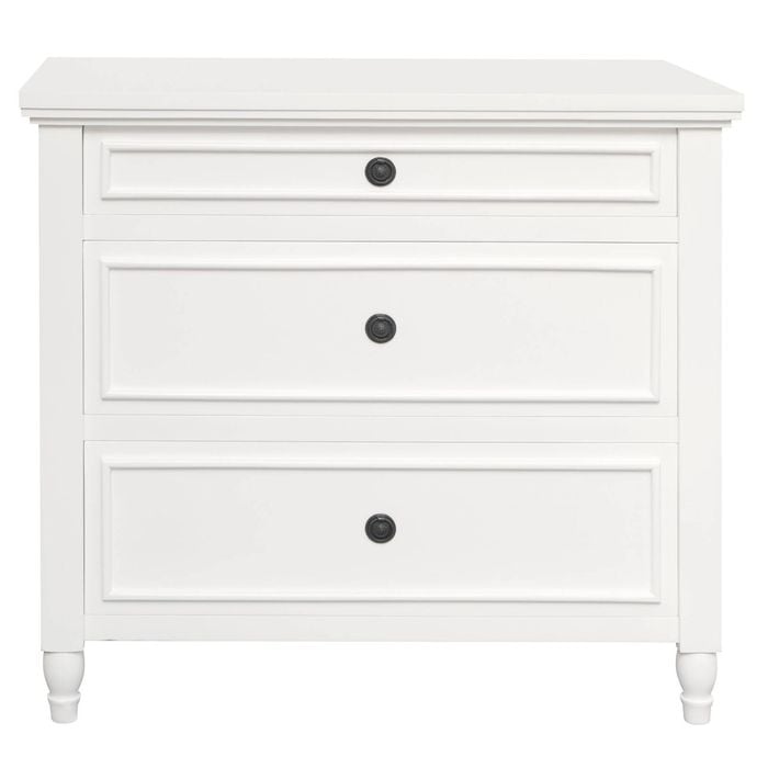 Beau 3 Drawer Solid White Cedar Turn Leg Dresser (White)