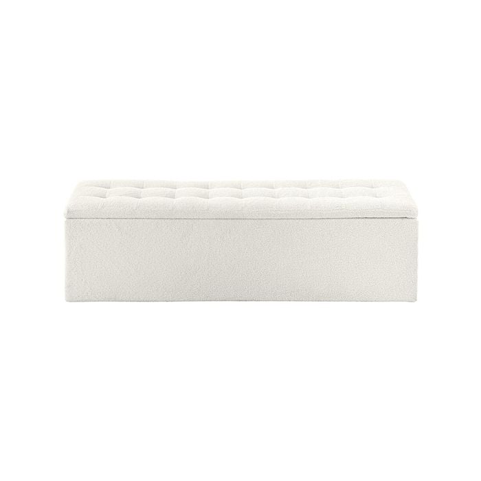 Oikiture 140 cm Storage Ottoman Sherpa White